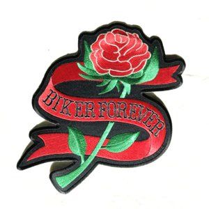 Hot Leathers Biker Forever Rose, 10"x8" Embroidered Patch